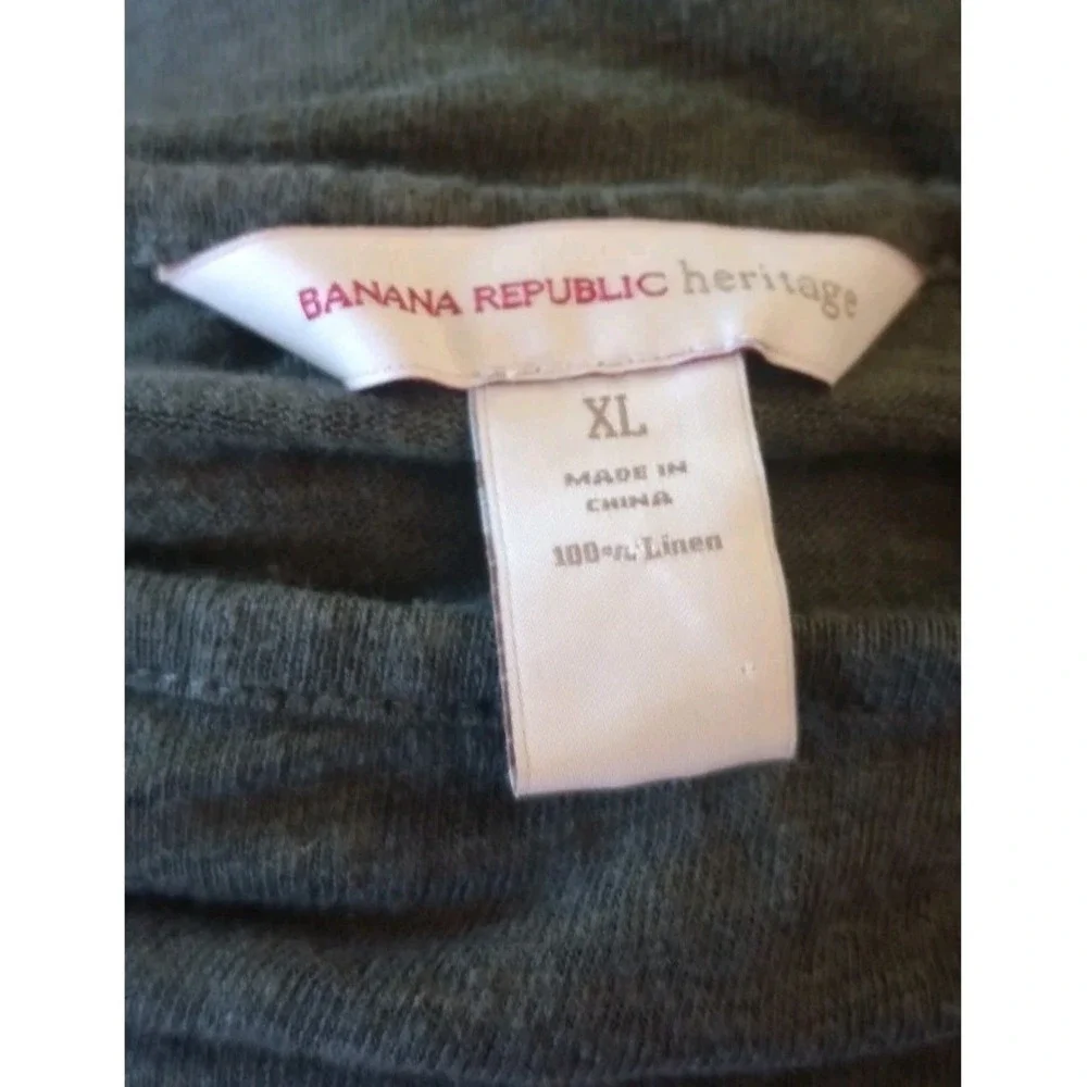 Banana Republic Heritage 100% Linen Long Sleeve Top Olive Green Women's XL - Picture 3 of 4